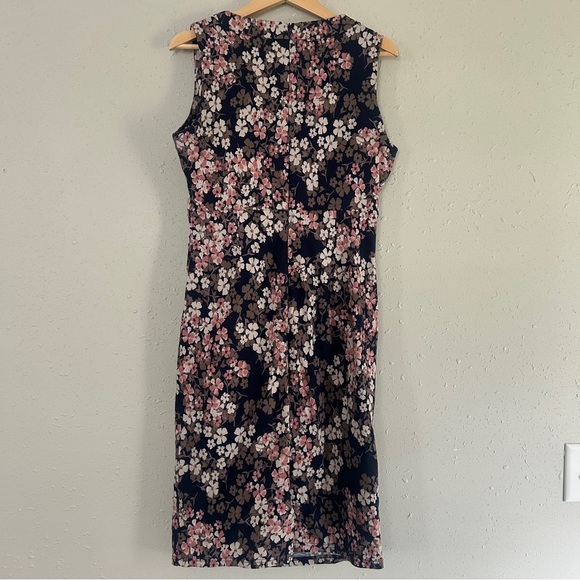 APRICOT Navy and Pink Floral Mini Dress Formal Floral Stretch XL Cinched Side - Picture 3 of 5